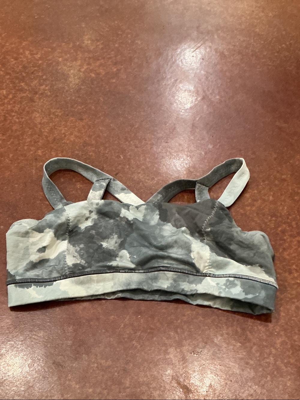 lululemon athletica Gray & White Tie-Dye Crossback Sports Bra